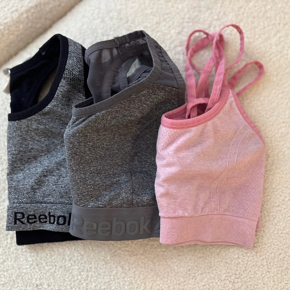 Reebok Trio Sports Bras - Pink, Gray, Black